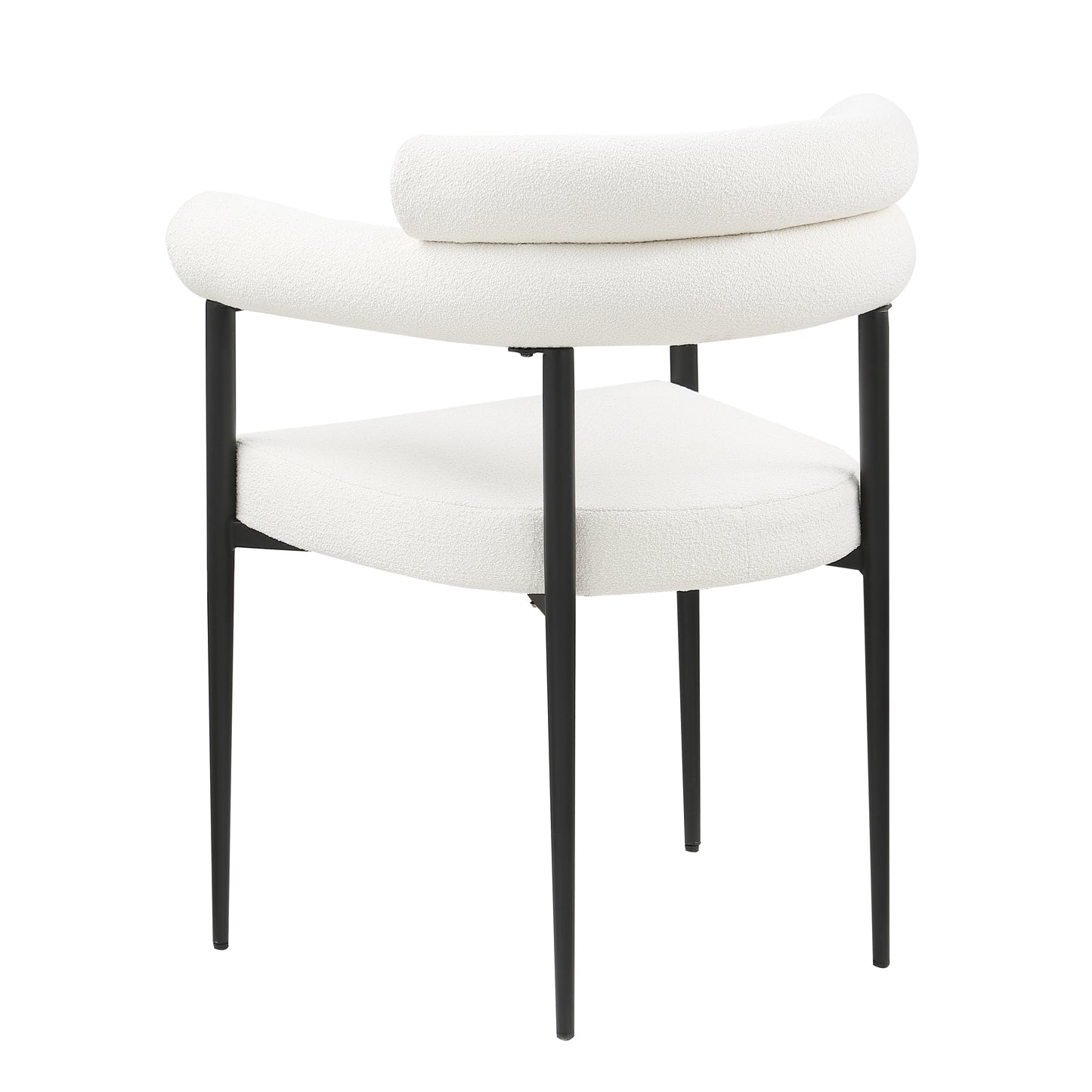 Sabine Mid-Century Modern Boucle Side Chairs Set of2 White & Black