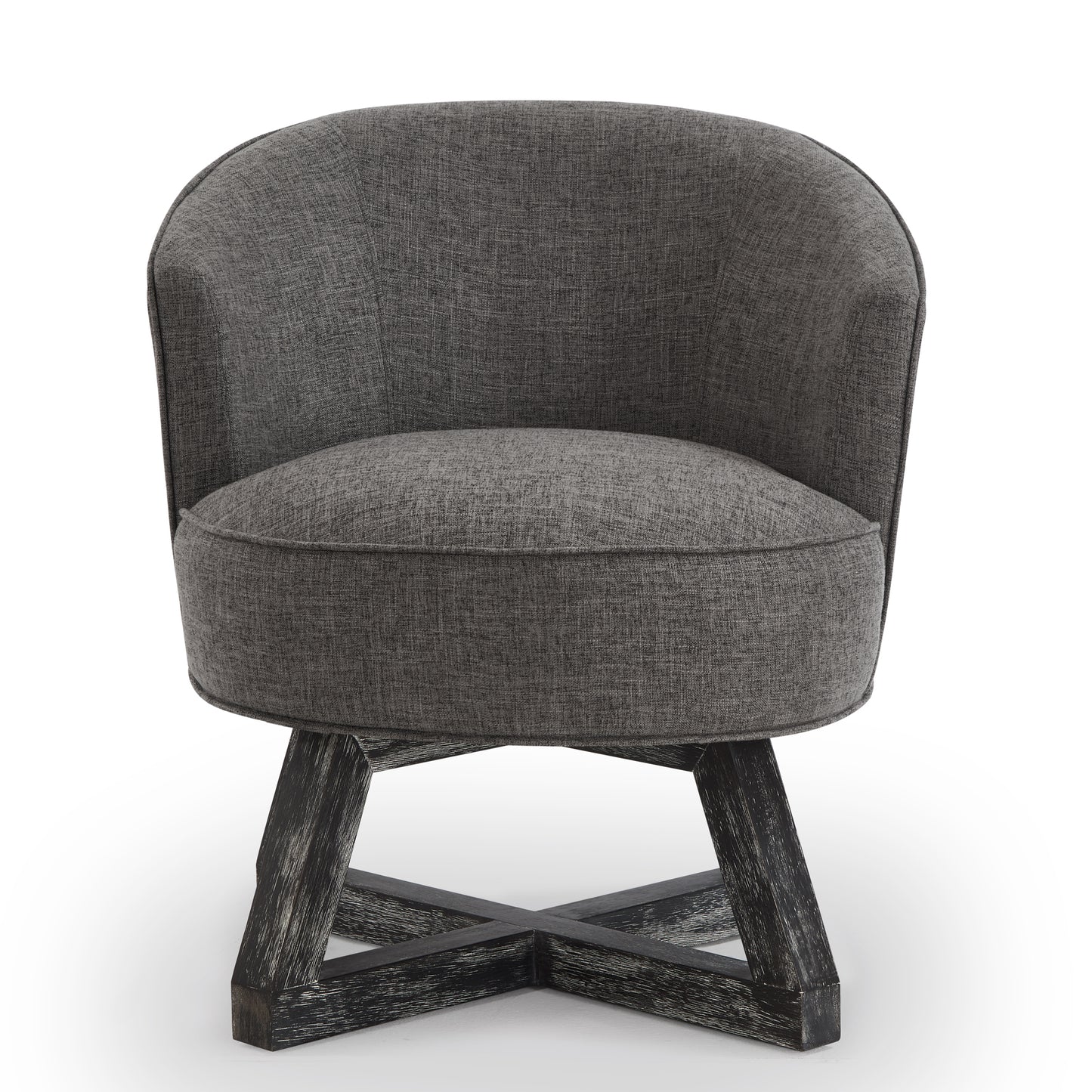 Briar Dark Gray Mid-Century Modern Swivel Lounge Chair with Cross-Shaped Wooden Base