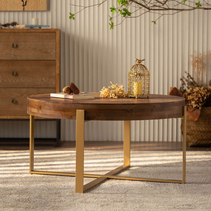 Ekeler Mid-Century Modern Coffee Table with Gold Legs