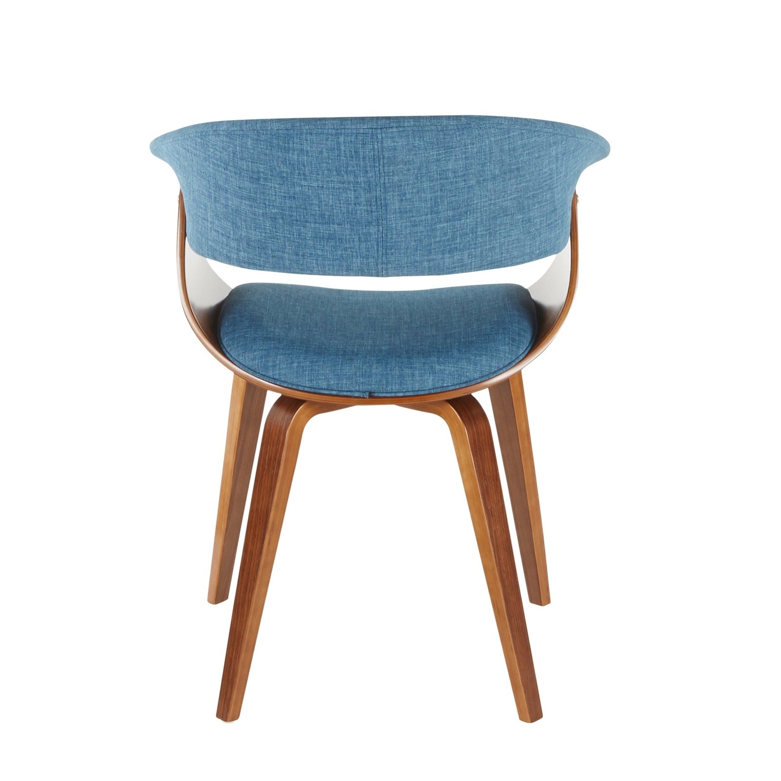 Weston Mid-Century Modern Side Chairs with Walnut Frame Set of 2 , Blue