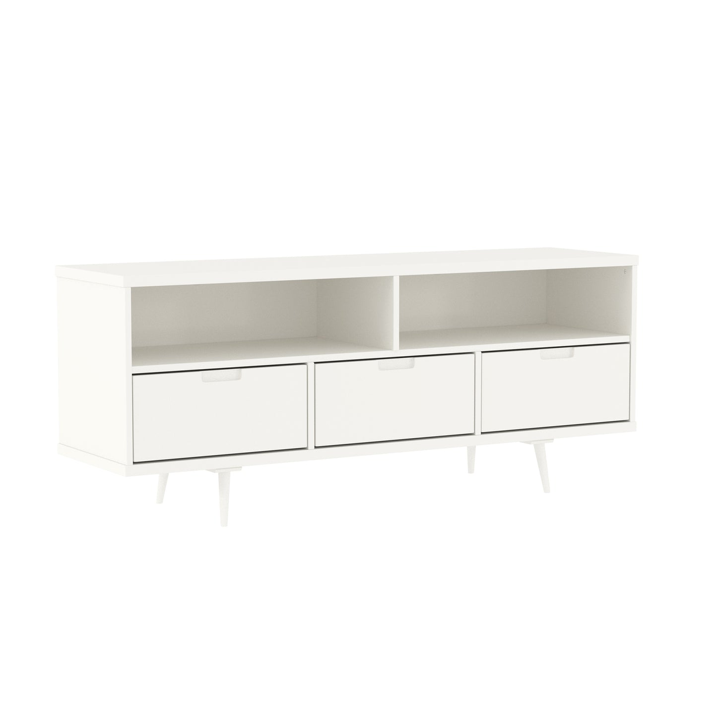 Marsh Mid-Century Modern 3-Drawer Solid Wood TV Stand for TVs up to 65" - White