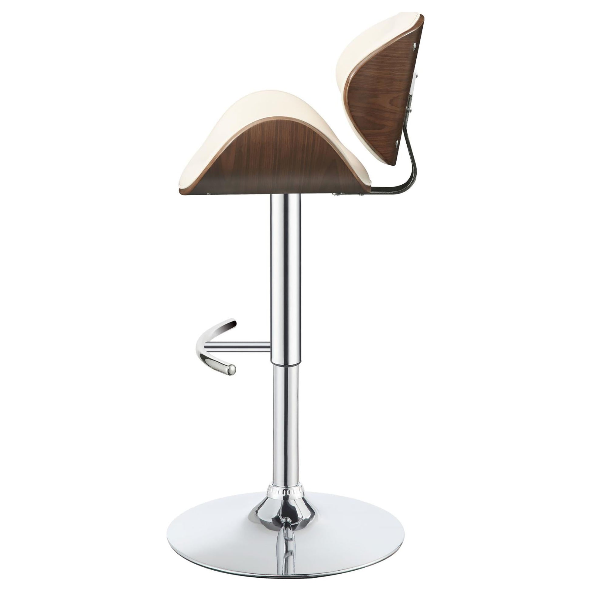 Zuleika Ecru and Chrome Adjustable Bar Stool Set of 1