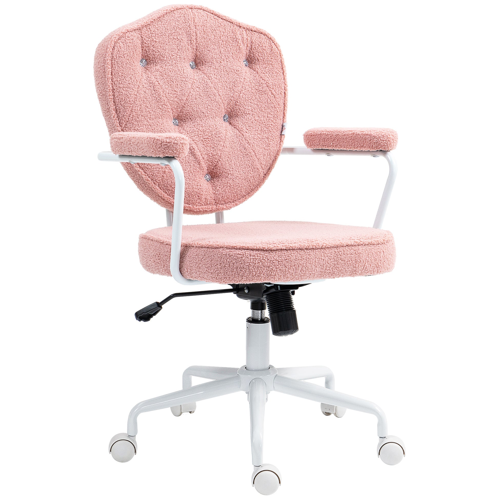 Vale Teddy Fabric Button Tufted Office Chair, Pink