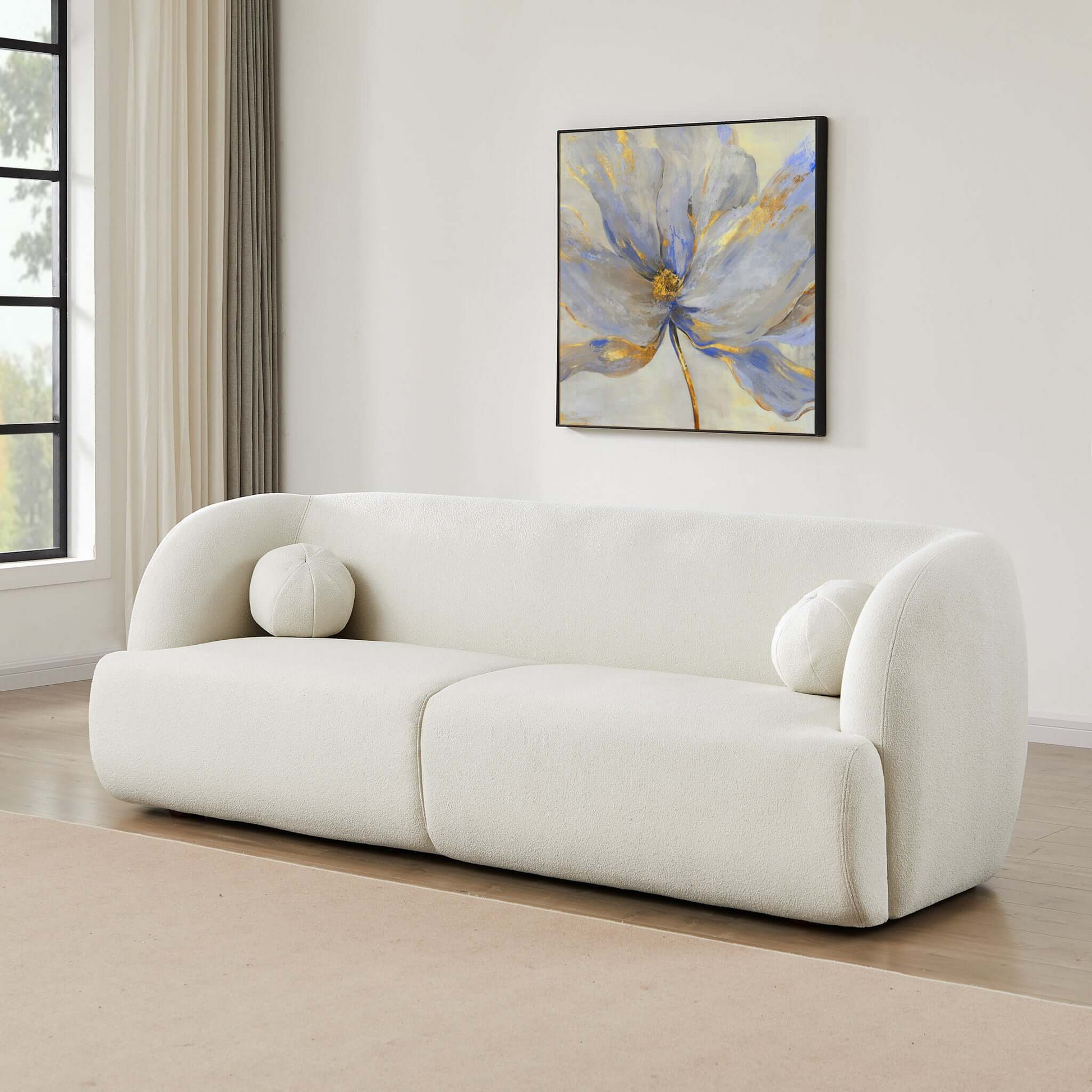 Anna Modern White Boucle Upholstered Sofa