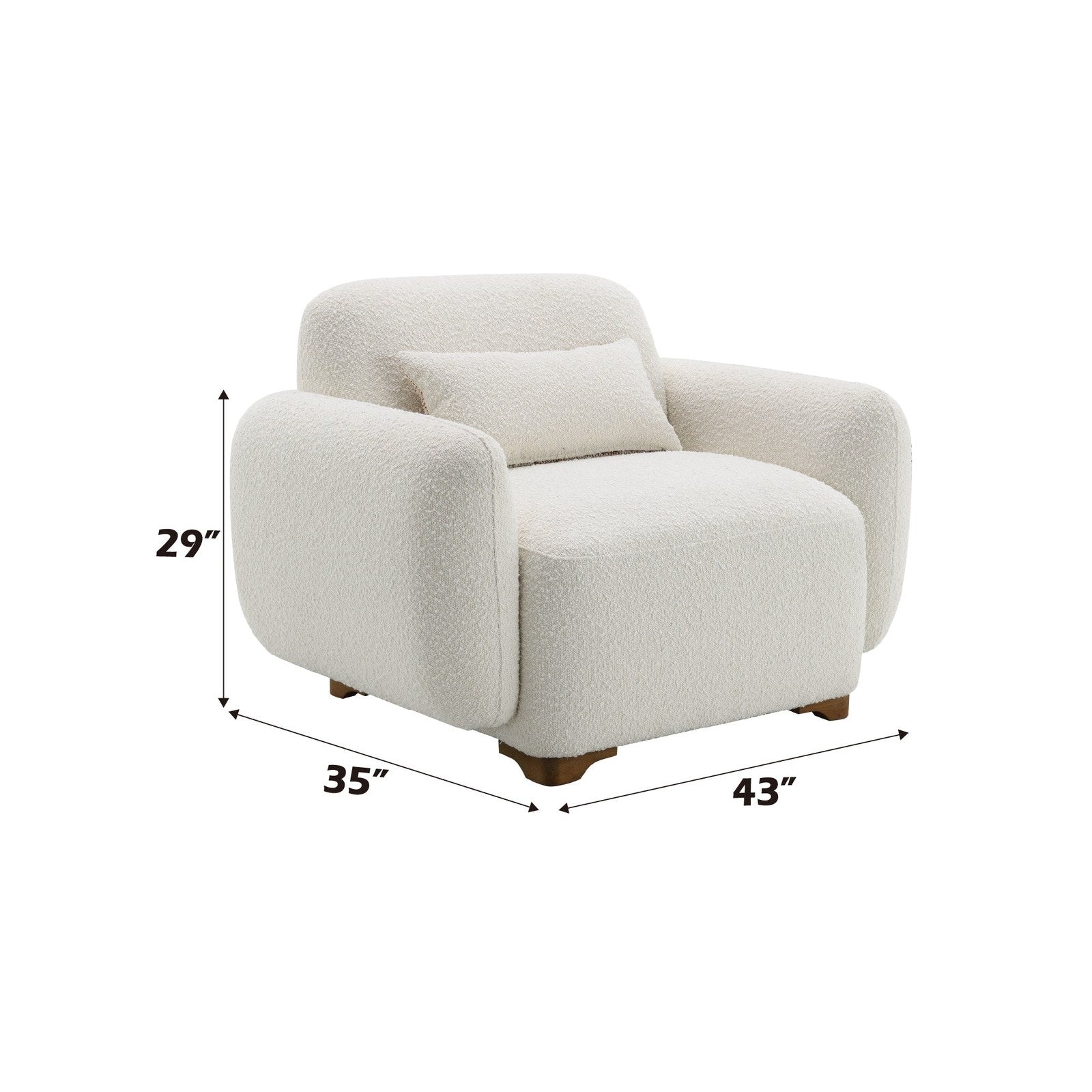 Darius Beige Boucle Accent Chair with 1 Toss Pillow