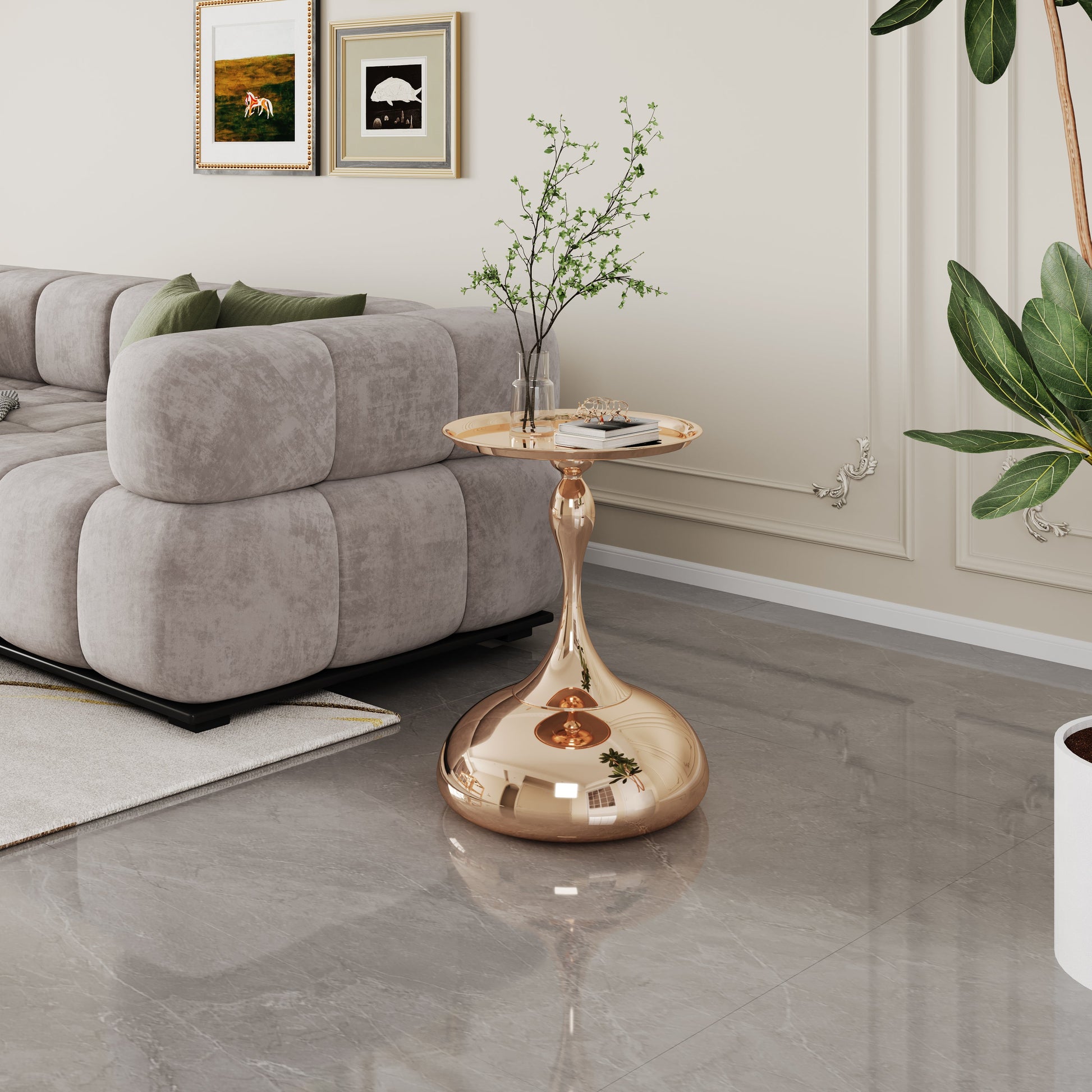 Braxton Modern Minimalist Iron End Table - Gold