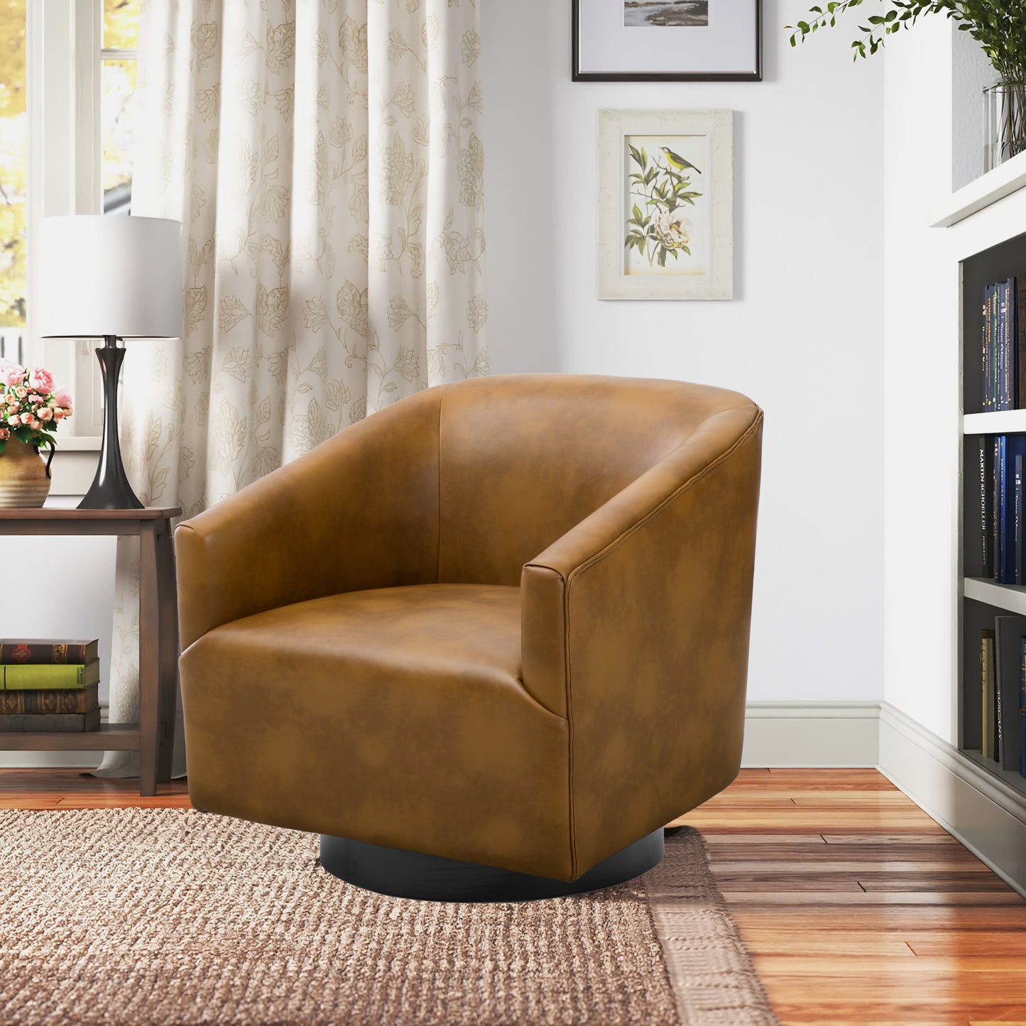 Garland Camel Wood Base Swivel Chair