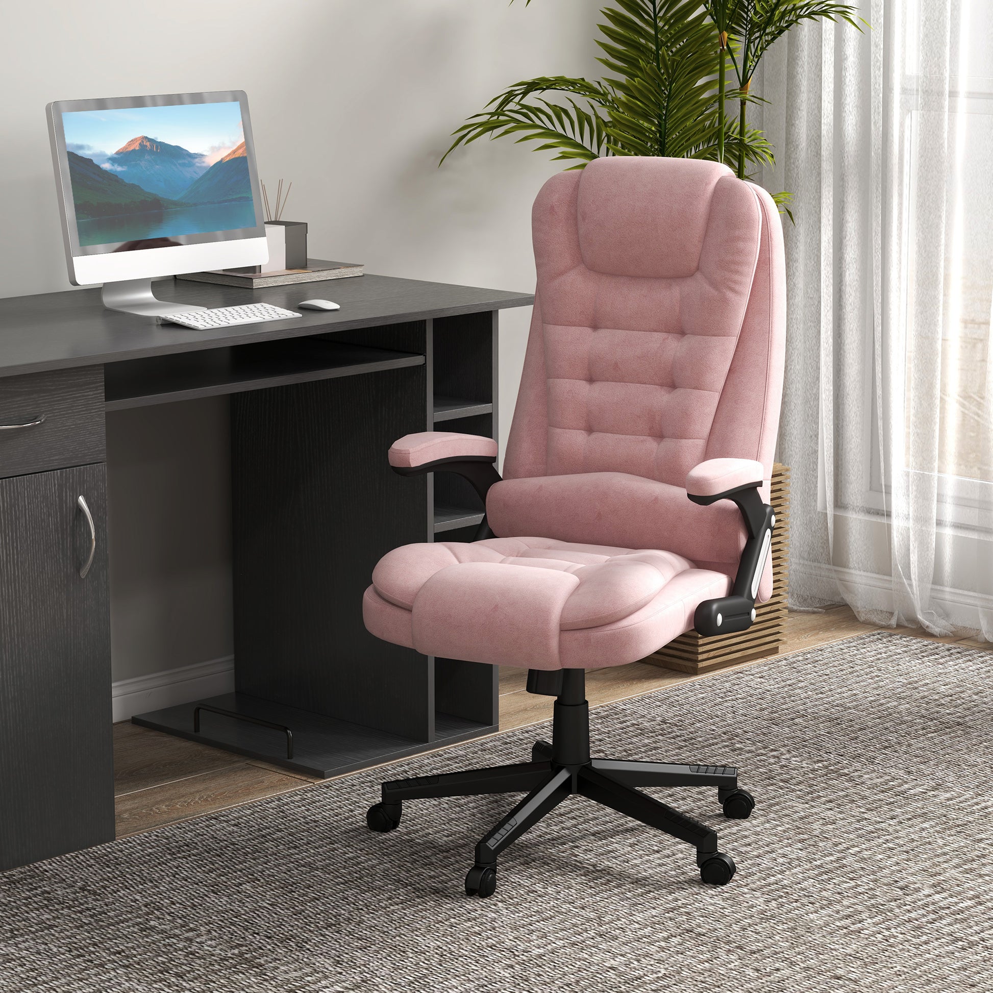 Faedra 6 Point Vibrating Massage Office Chair with Heat, Pink