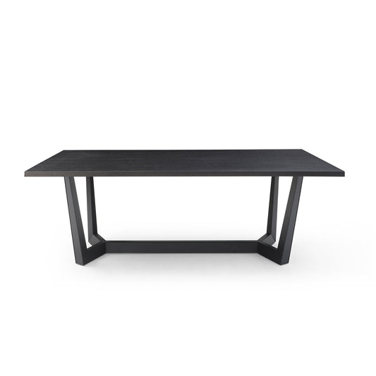 Thelma 86" Mid-Century Modern Dining Table, Matte Black