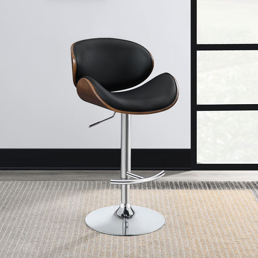 Zuleika Black and Chrome Adjustable Bar Stool Set of 1