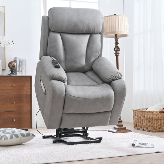 Fiala Power Lift Recliner with USB, Side Pocket, & Light, Gray