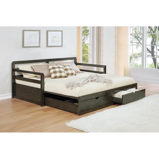 Mali Modern Grey Twin XL 2-drawer Daybed with Extension Trundle