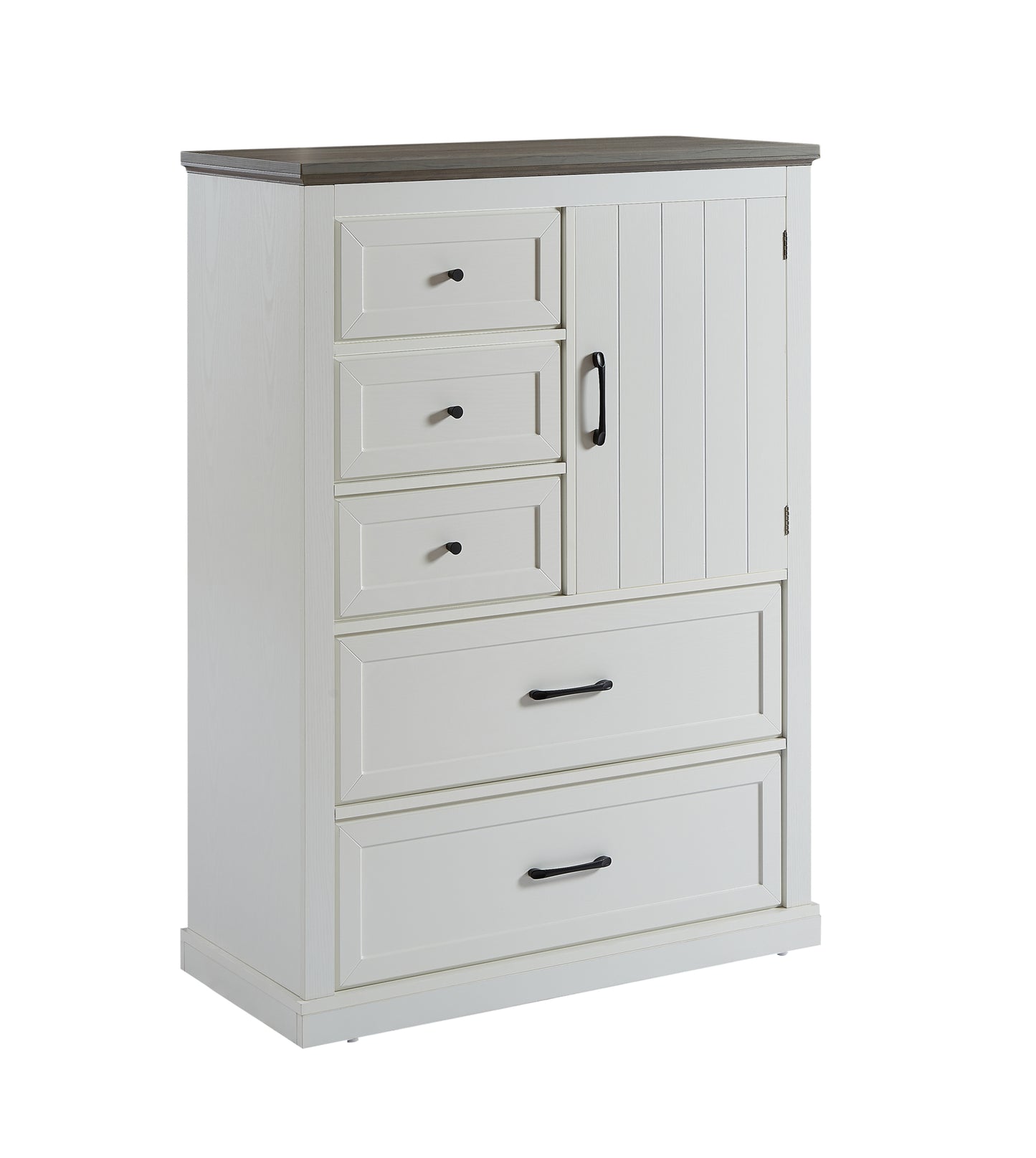 Farmhouse Style 5-Drawer Door Chest in White