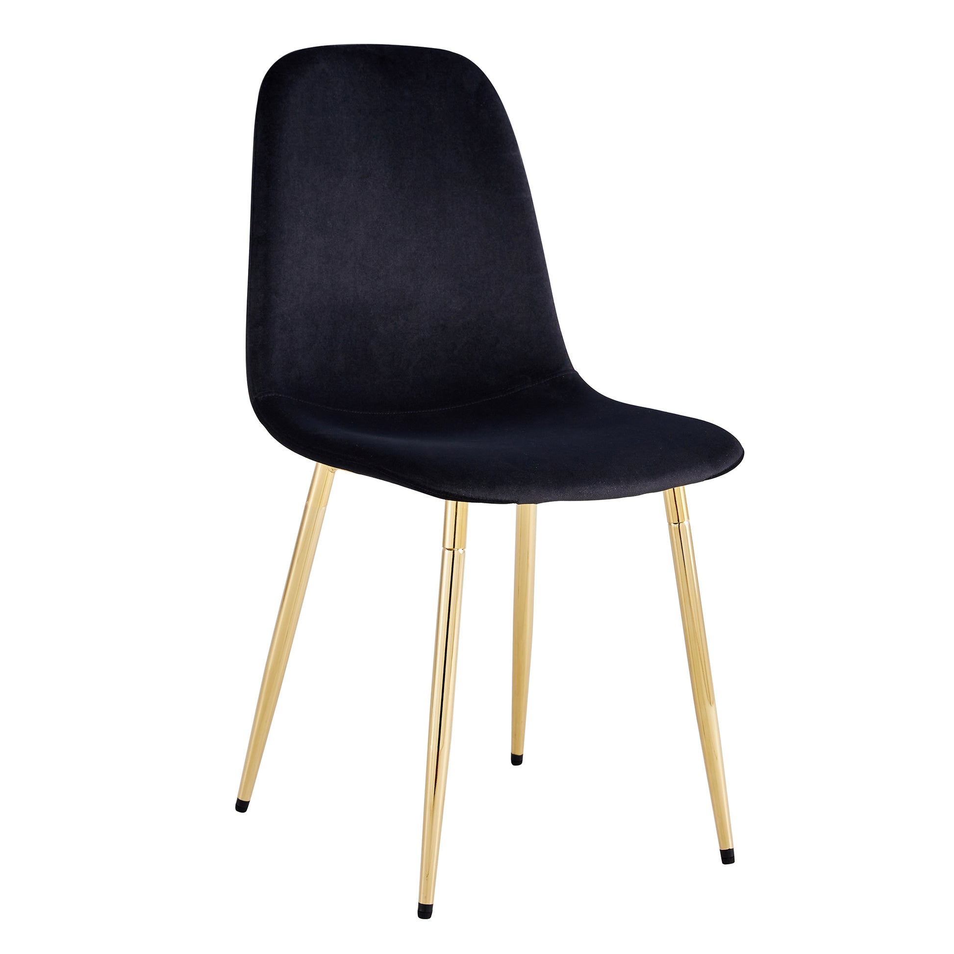 Amelia Modern Dining Side Chairs in Black Velvet & Gold Set of 4