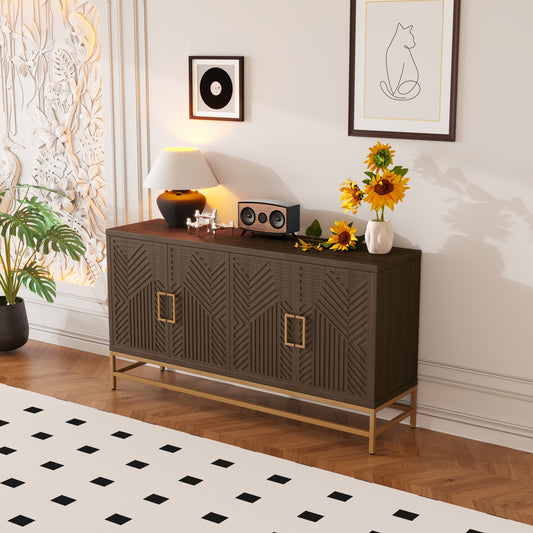 Nixie Mid-Century Modern Cabinet with Gold Legs, Espresso