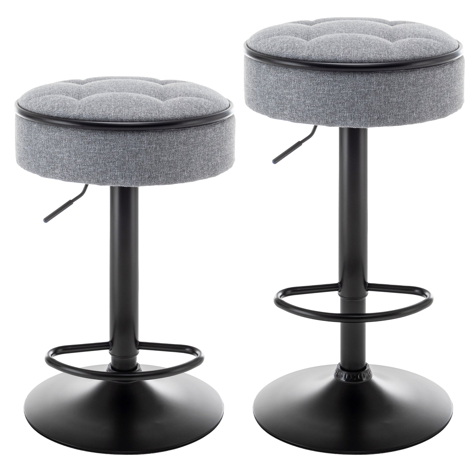 Nyxara Faux Leather 360°Counter Height Adjustable Swivel Bar Stool Set of 2 Gray