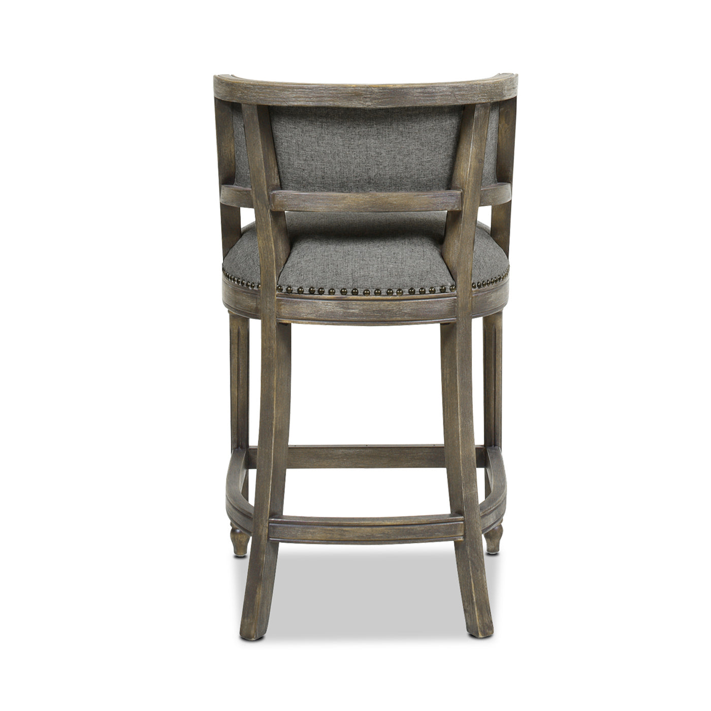 Paris 26.5” Farmhouse Counter Height Bar Stool with Backrest, Weathered Grey Linen