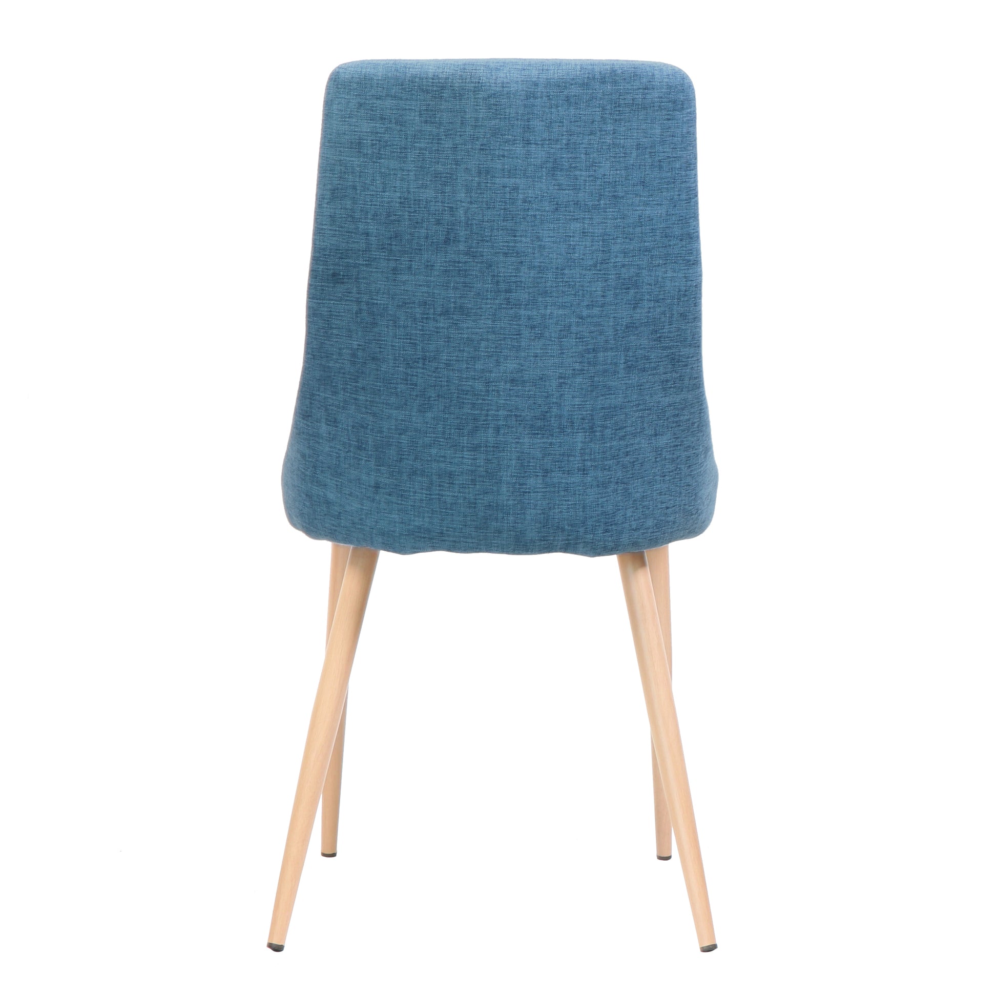 Ellery Mid Century Modern Fabric Armless Dining Chairs, Set of 2, Blue and Light Walnut