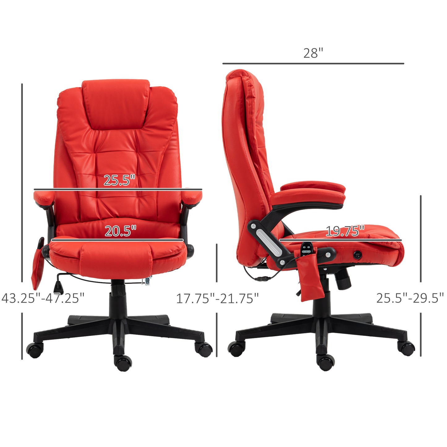 Parisa High Back PU Leather Executive Office Chair with Head & Massage, Red