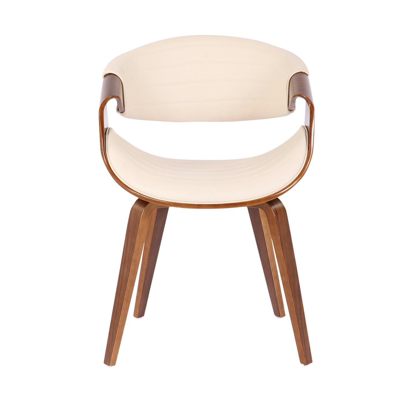 Symphony Mid-Century Modern Dining/Accent Chair in Walnut Wood and Cream Faux Leather by LumiSource