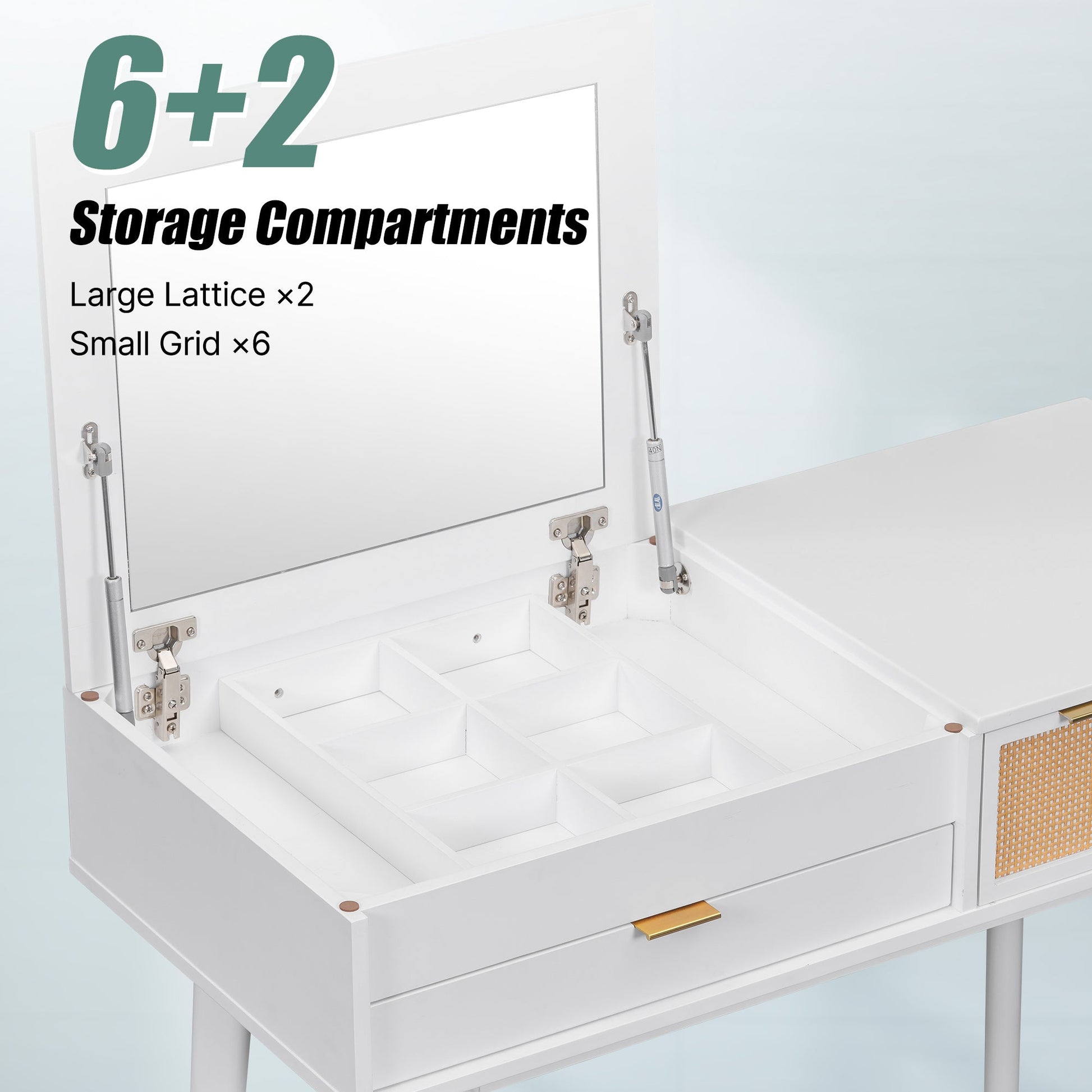 Zoey 43.3" Flip-top Vanity Set with Three Drawers, White