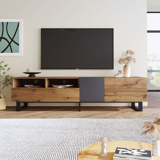 Brielle Modern 80" Double Door TV Console, Brown