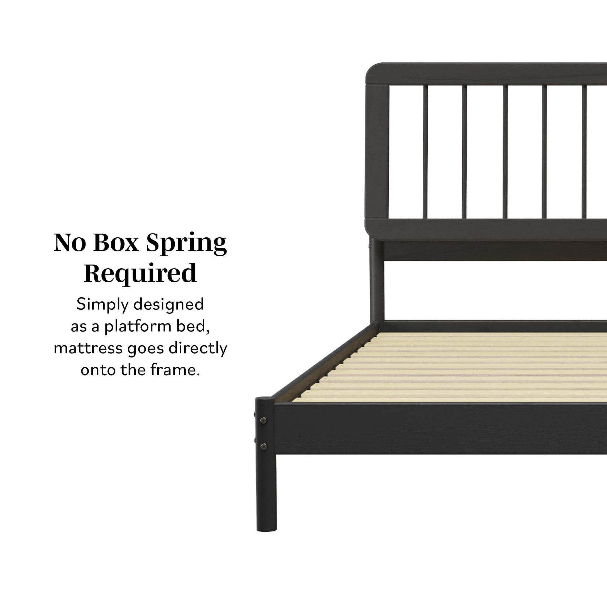 Wyatt Mid-Century Modern Solid Wood King Spindle Bed – Black