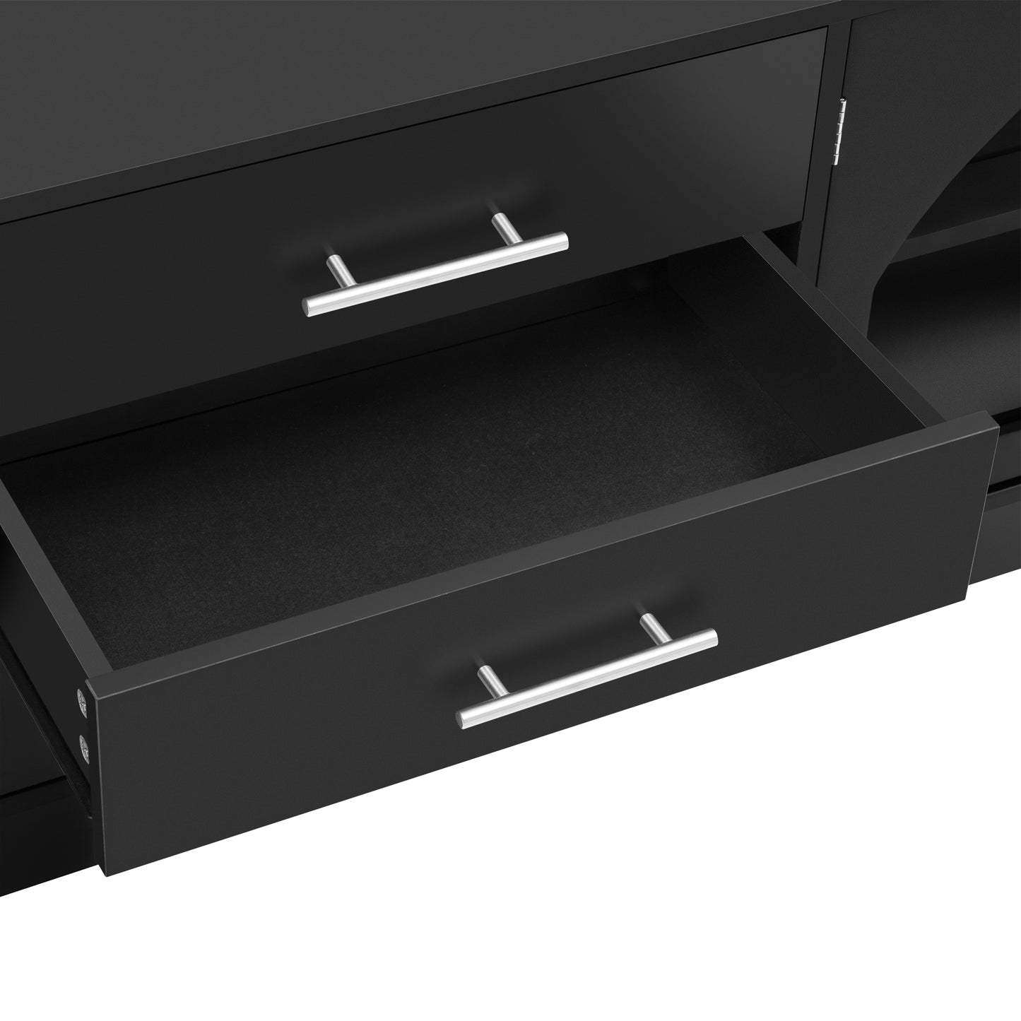 Hawthorne Modern TV Stand with Center Media Console, Black