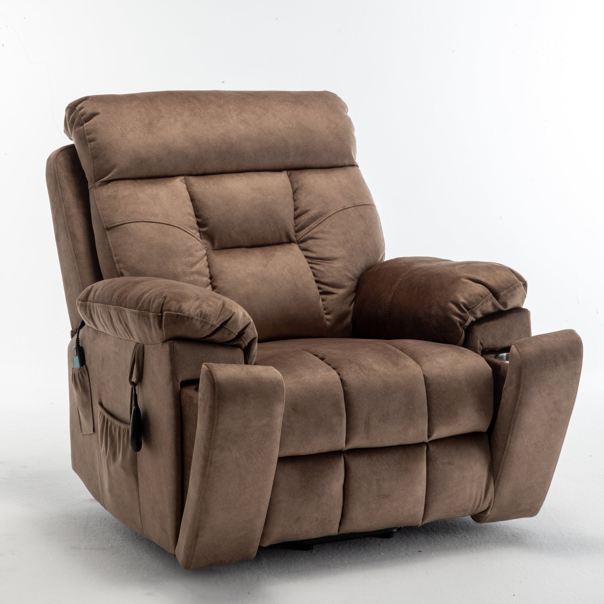 Ophira Velvet Power Lift Chair with Pocket, Antique Brown