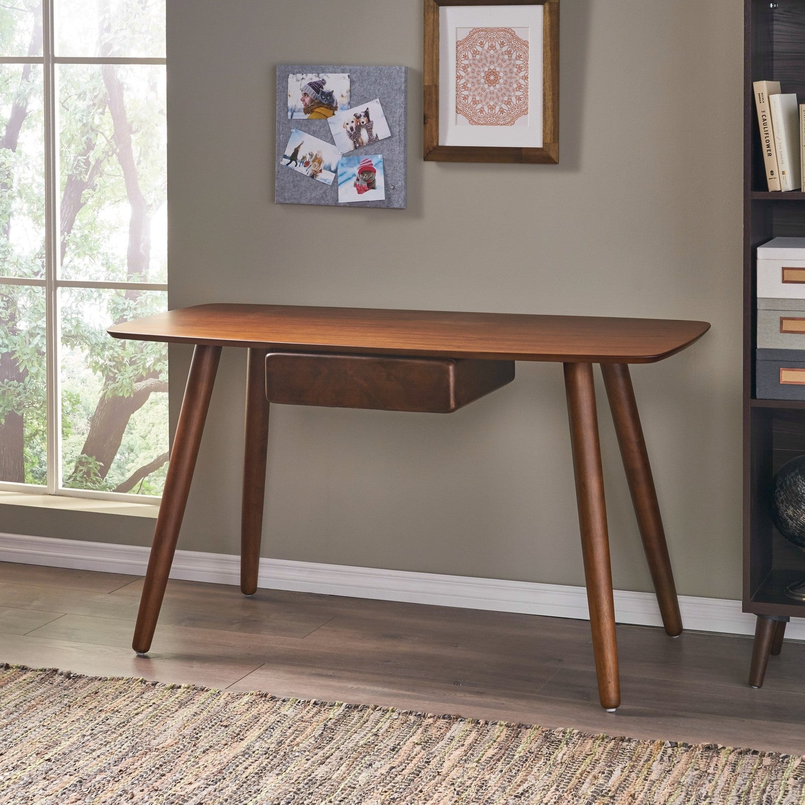 Mindi Mid-Century Modern Writing Desk in Walnut