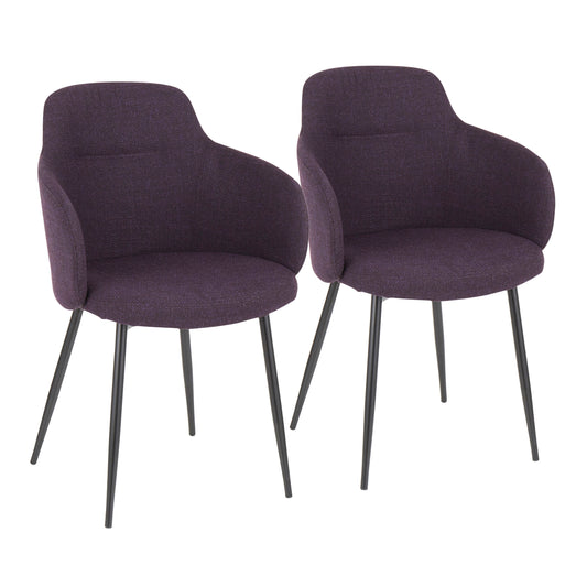 Boyne Contemporary Accent Chair in Black Metal and Purple Fabric by LumiSource - Set of 2