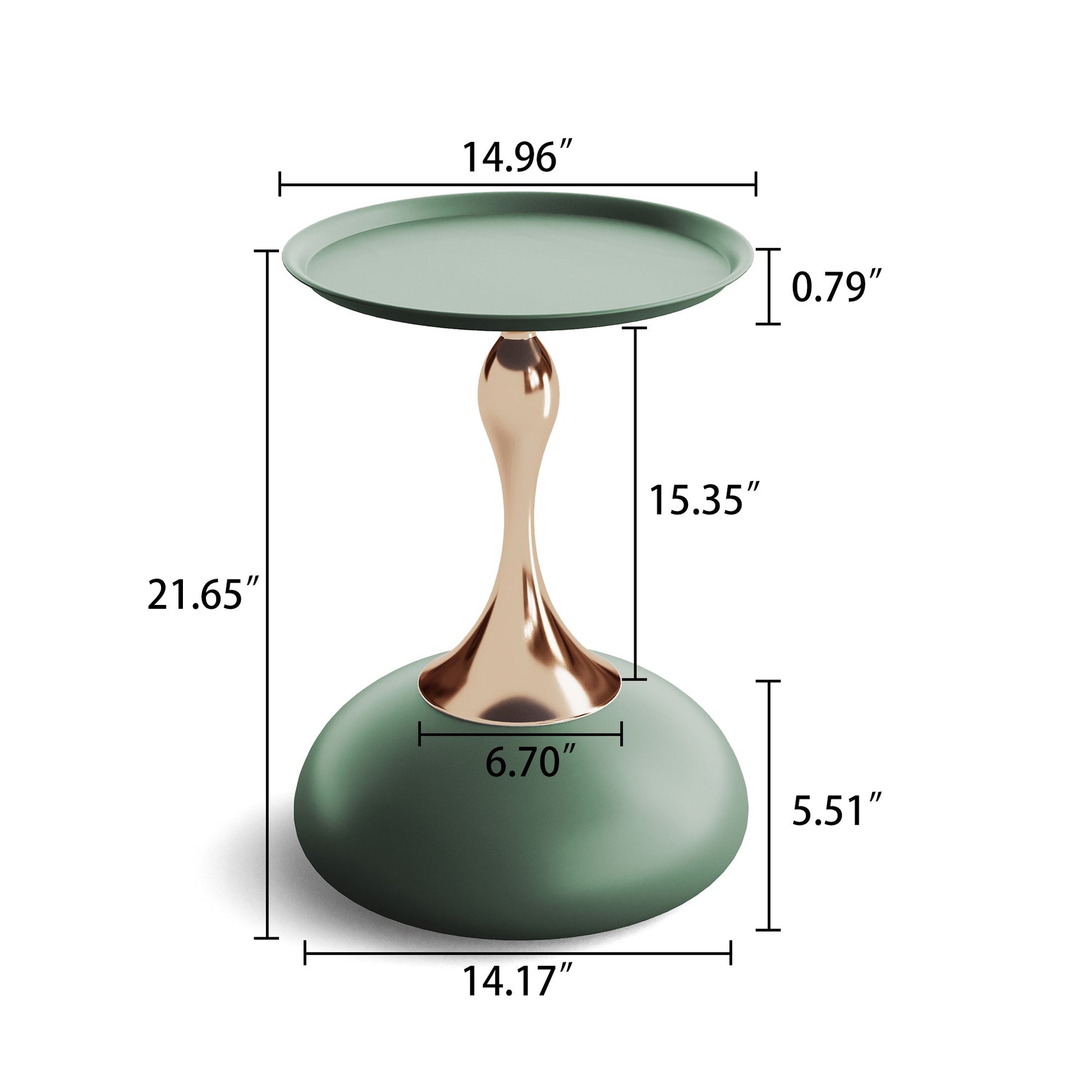 Braxton Modern Minimalist Iron End Table - Green & Gold