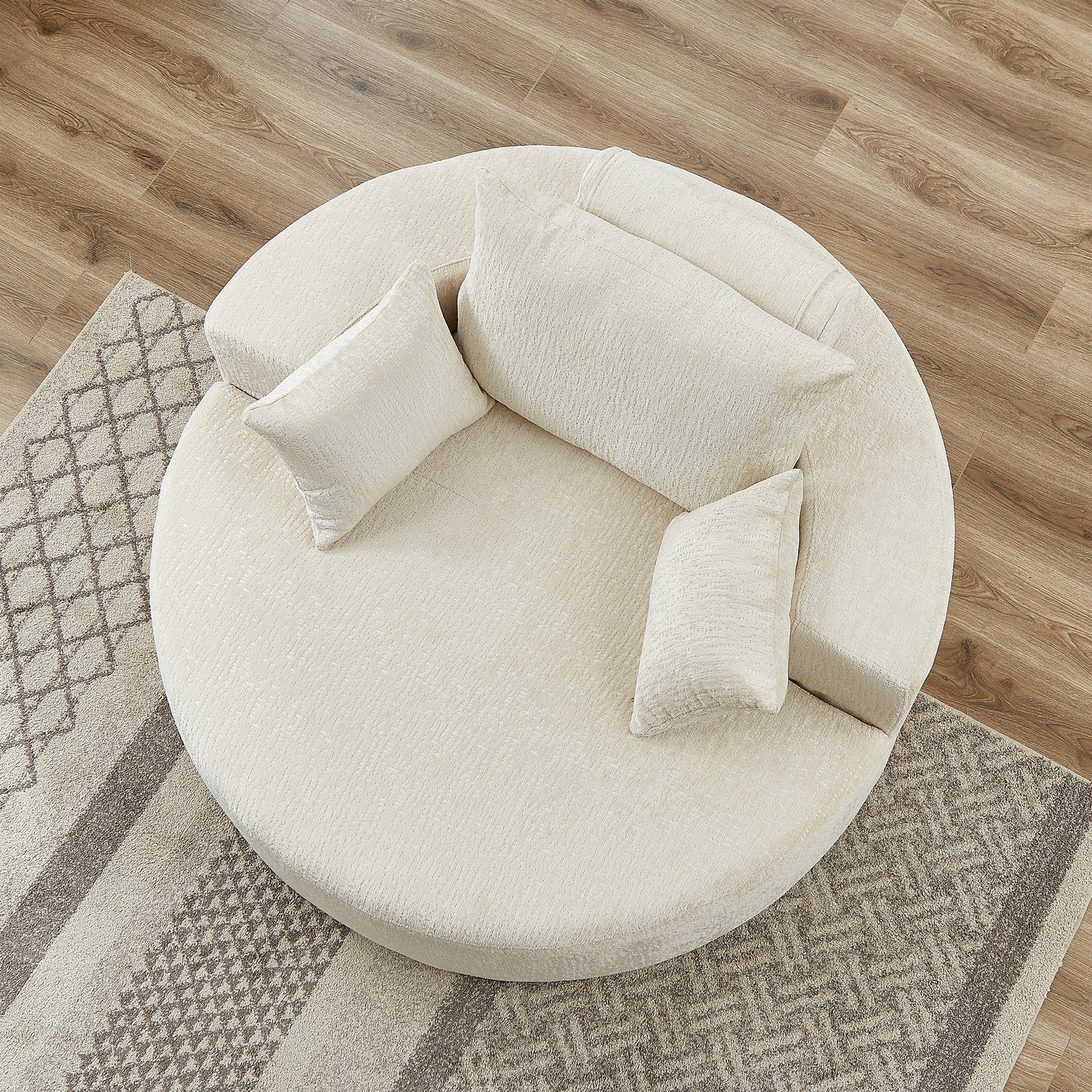 Fluffy Comfort: 55'' Chenille Beige Sponge Modern Sleeper Chair for Any Space