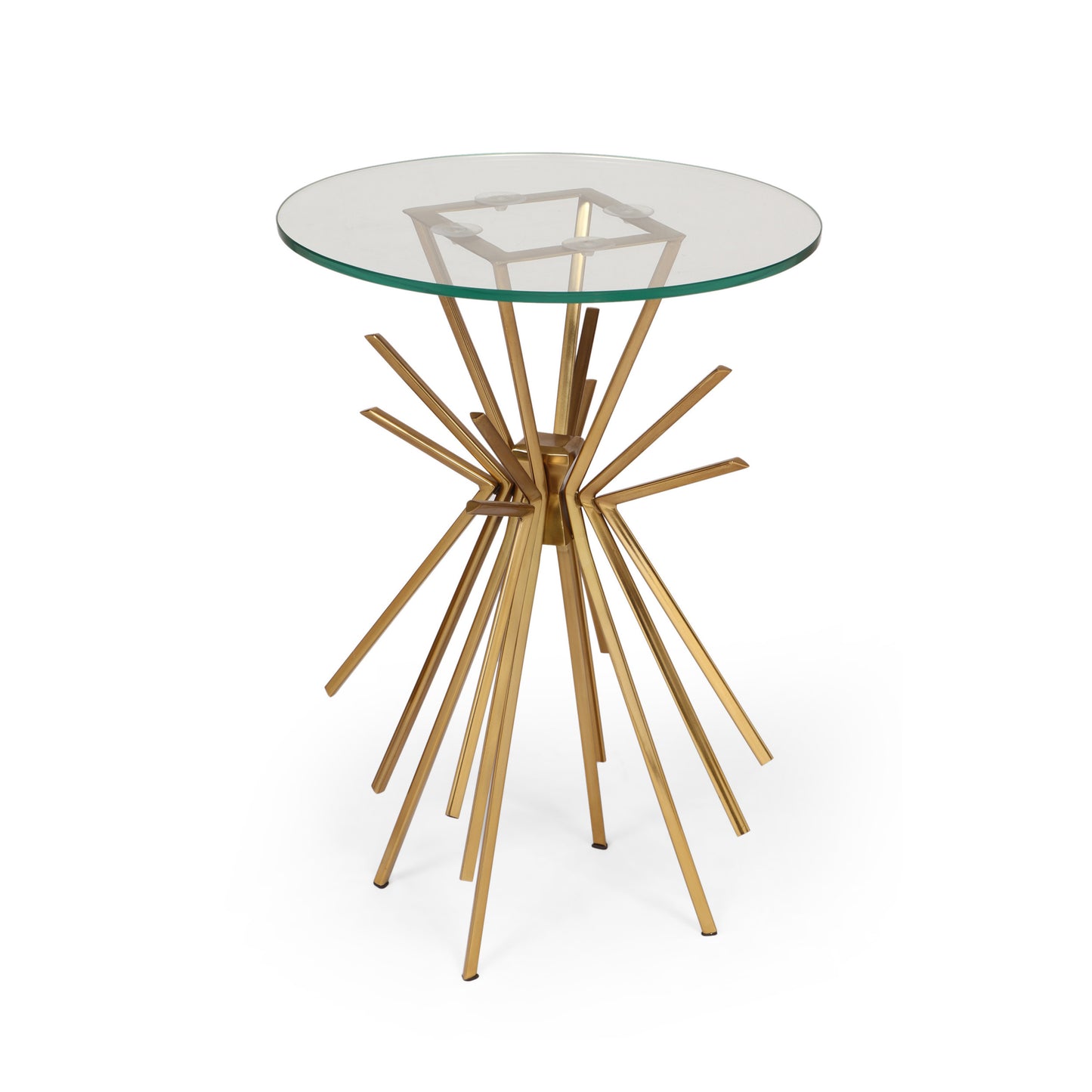 Willow Golden Sunburst Side Table with Glass Top