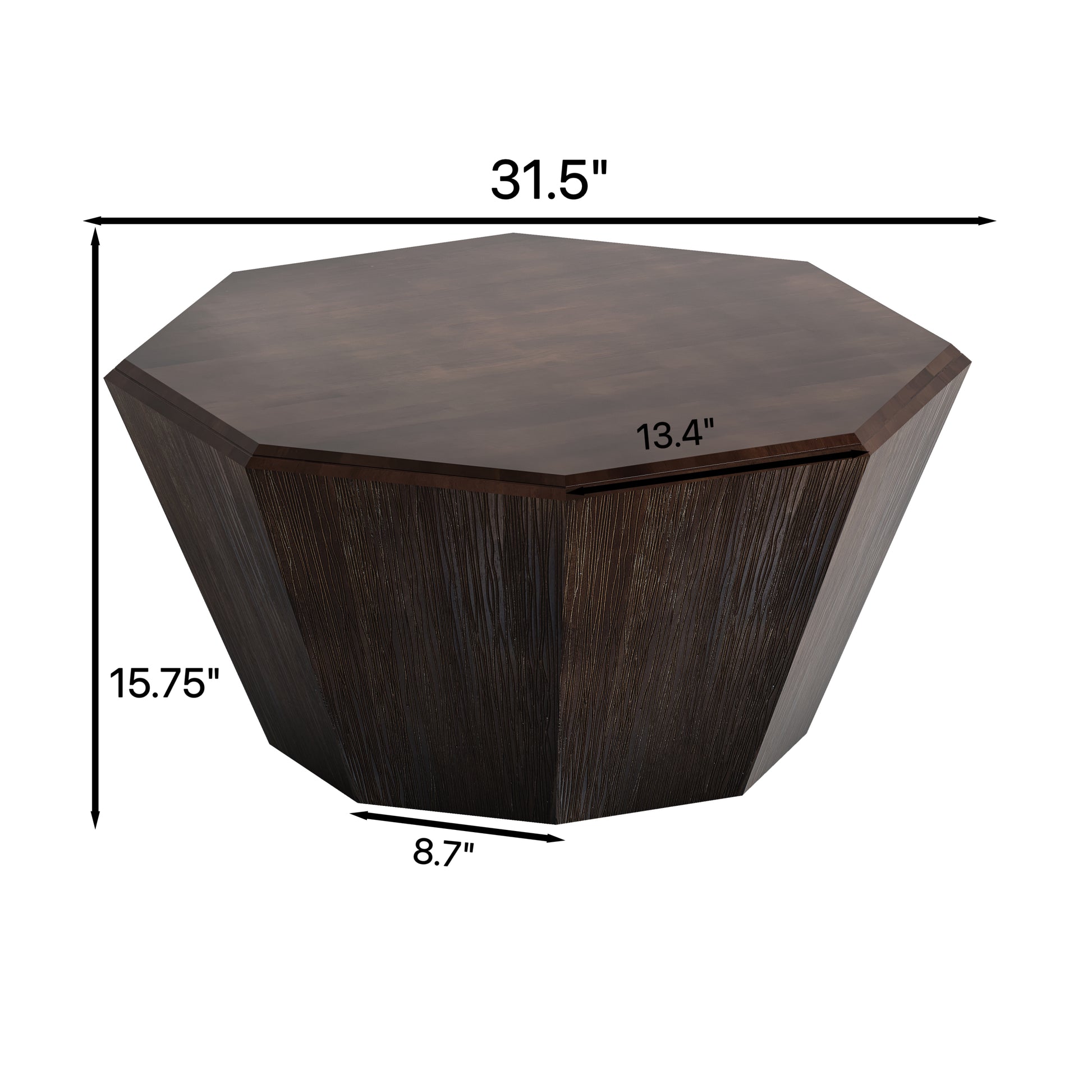 Normal 31.5" Octagonal Coffee Table, Dark Walnut