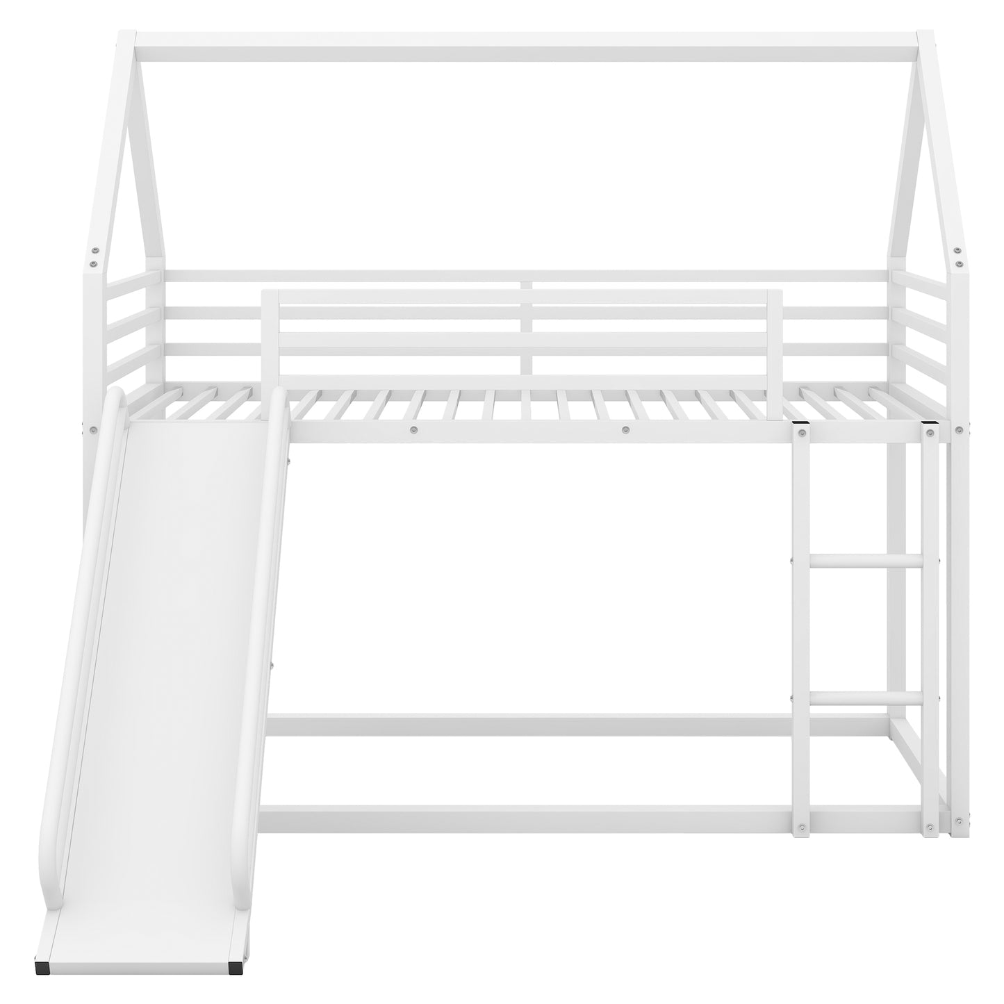 Collins Twin over Twin House Bunk Bed with Ladder and Slide,White