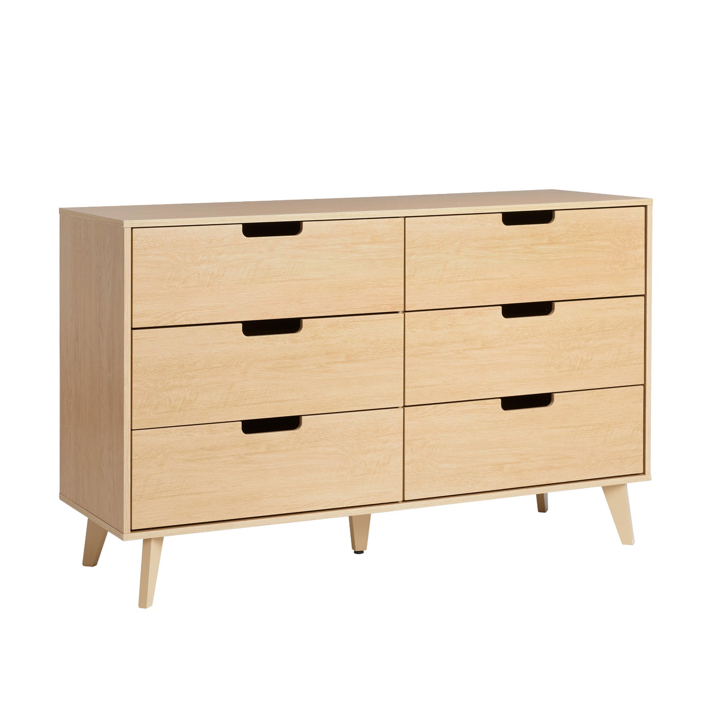 Agnes Mid-Century Hans 6-Drawer Dresser with Cut-Out Handles, Riviera