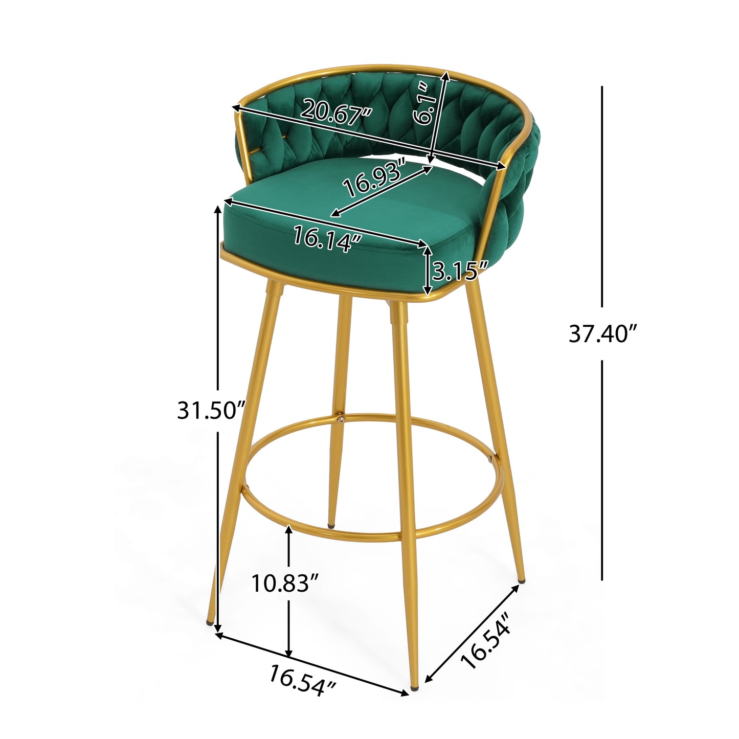 Azariah 31.5' Velvet Swivel Bar Stools Set of 2 Green