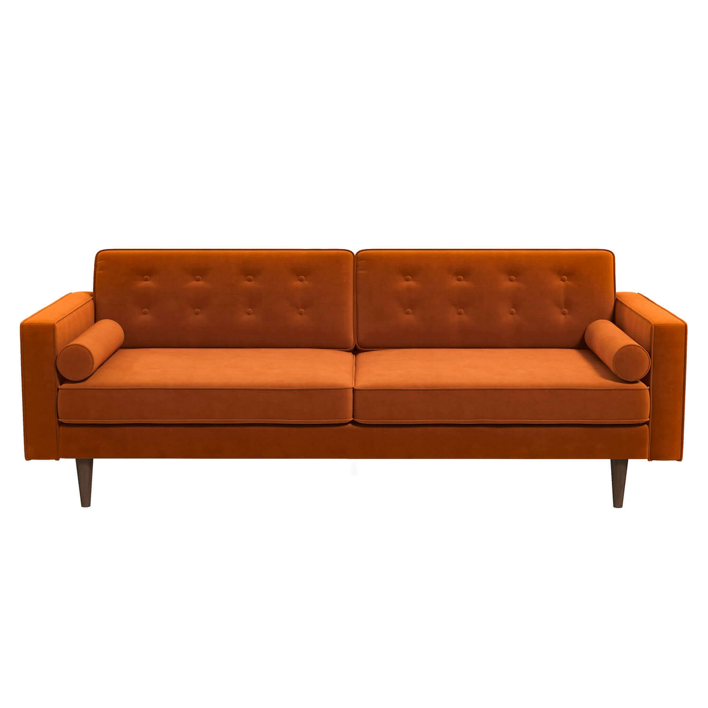 Casey Mid-Century Modern Burnt Orange Velvet Sofa