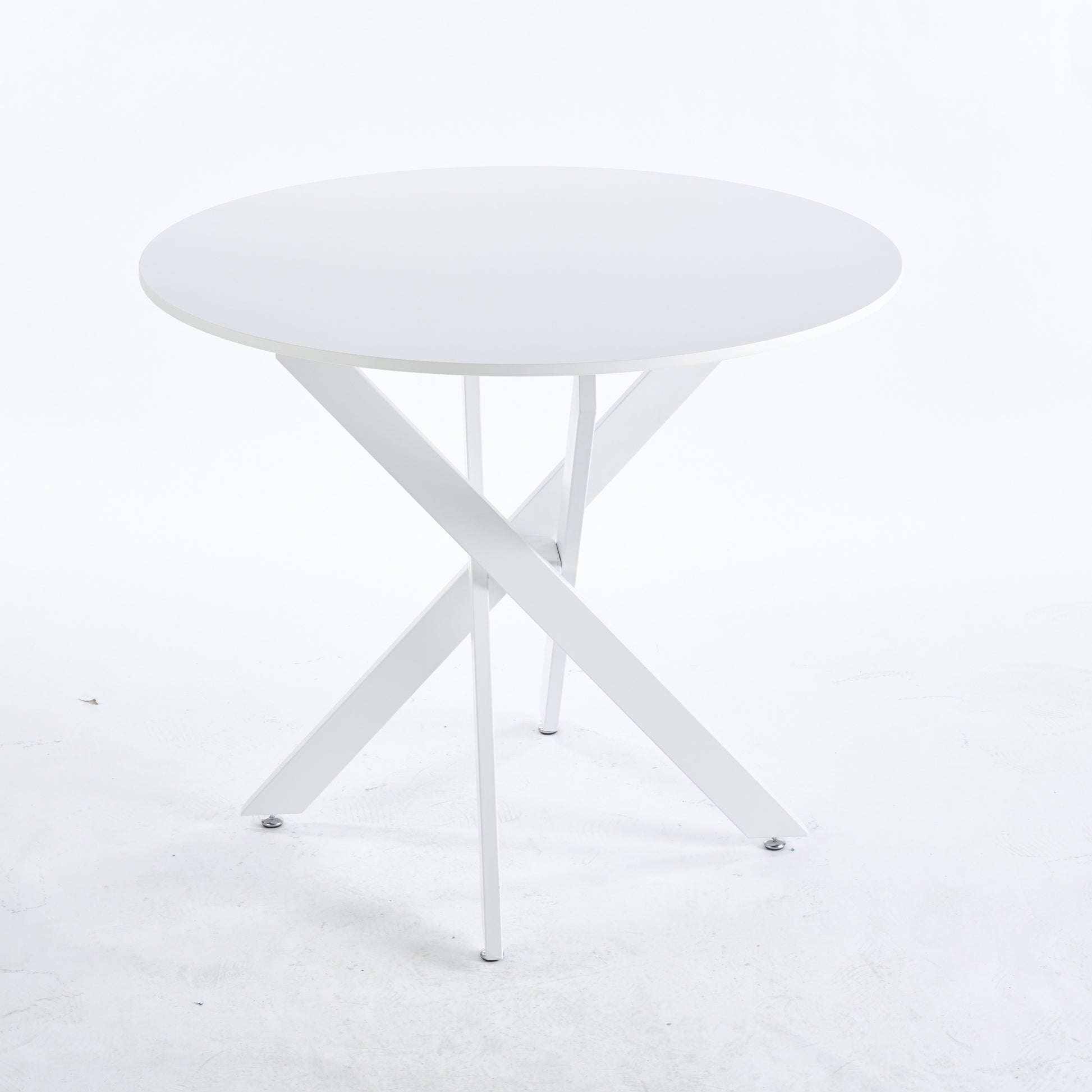 Joliette 35" Round Dining Table with Crossed Legs, White