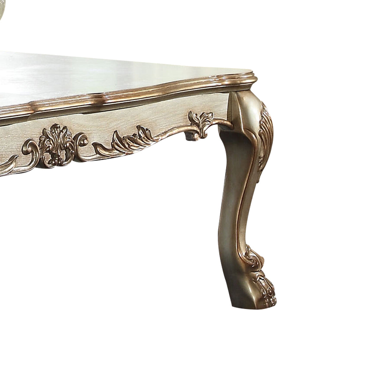 Gold Patina and Bone Coffee Table with Claw Leg