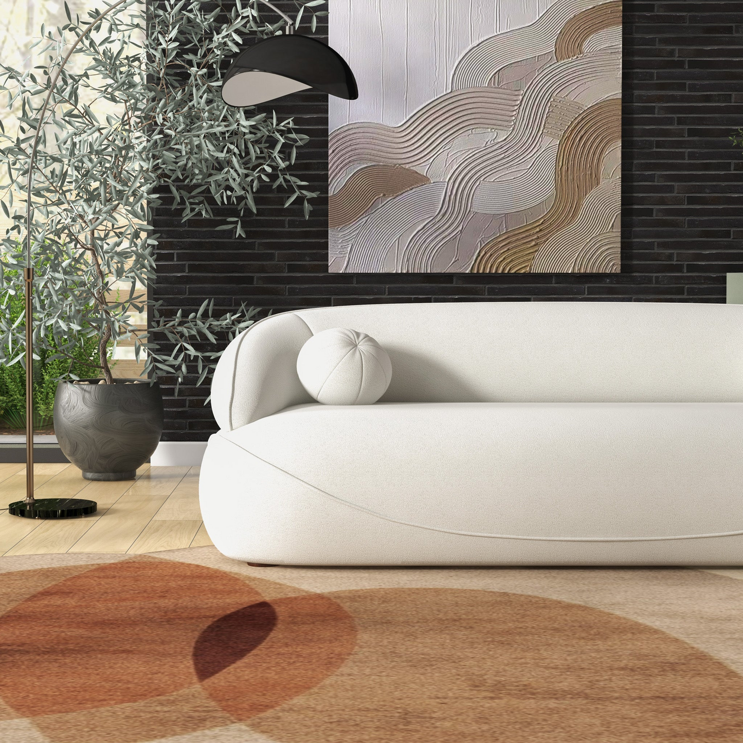 Andrew Modern Beige Boucle Sofa