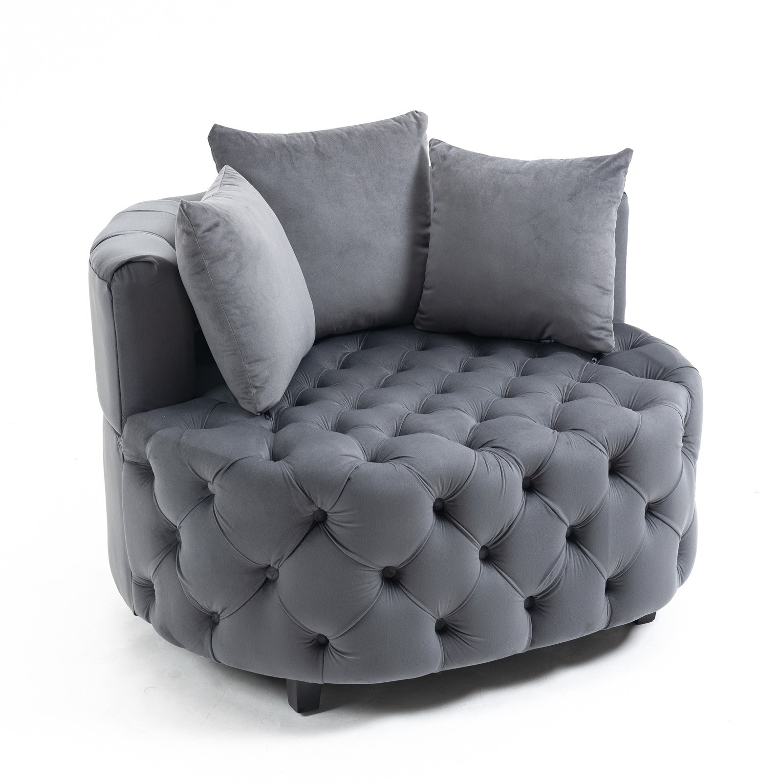 Fayola Velvet Akili Accent Chair, Gray