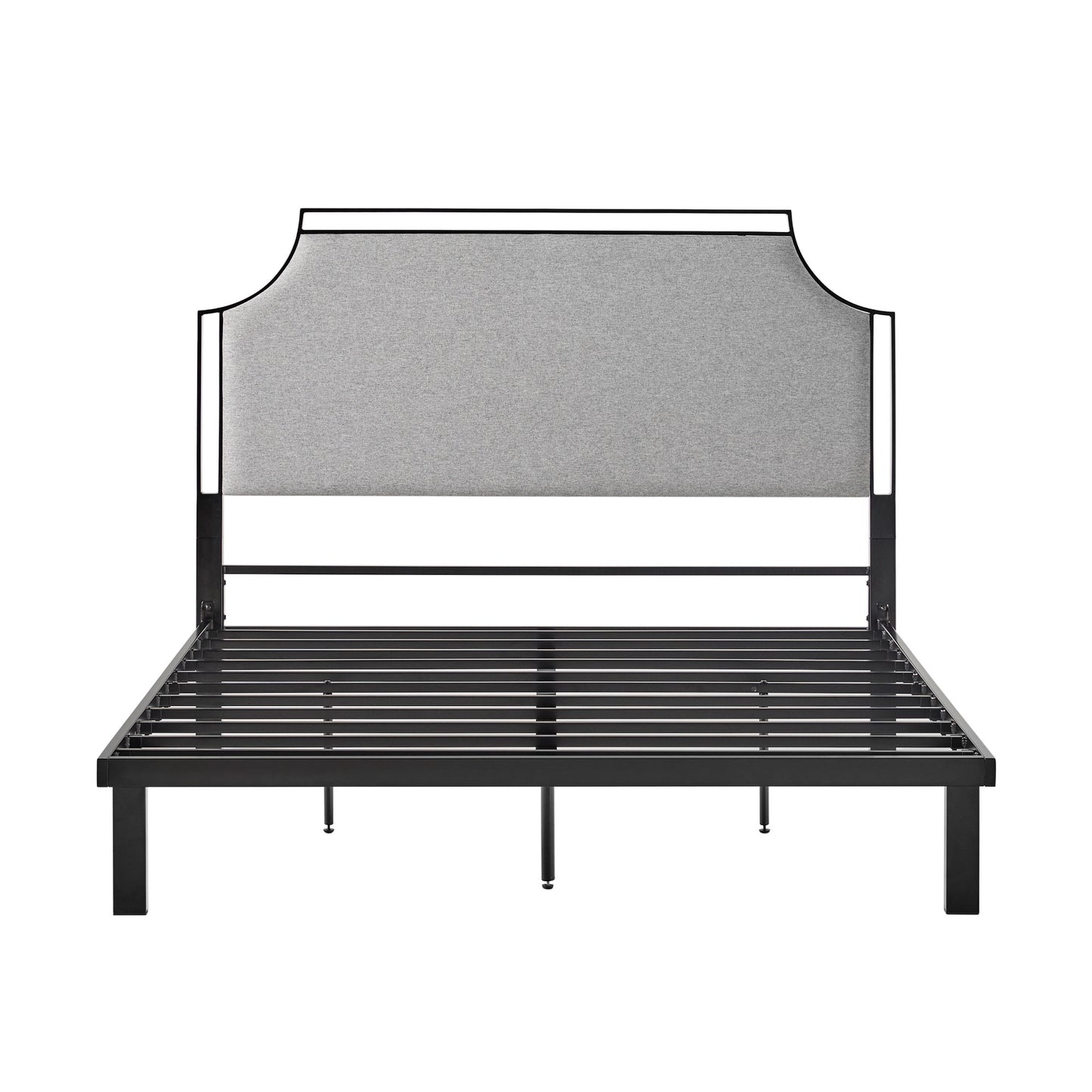 Amara Traditional Upholstered Metal Queen Bedframe – Grey