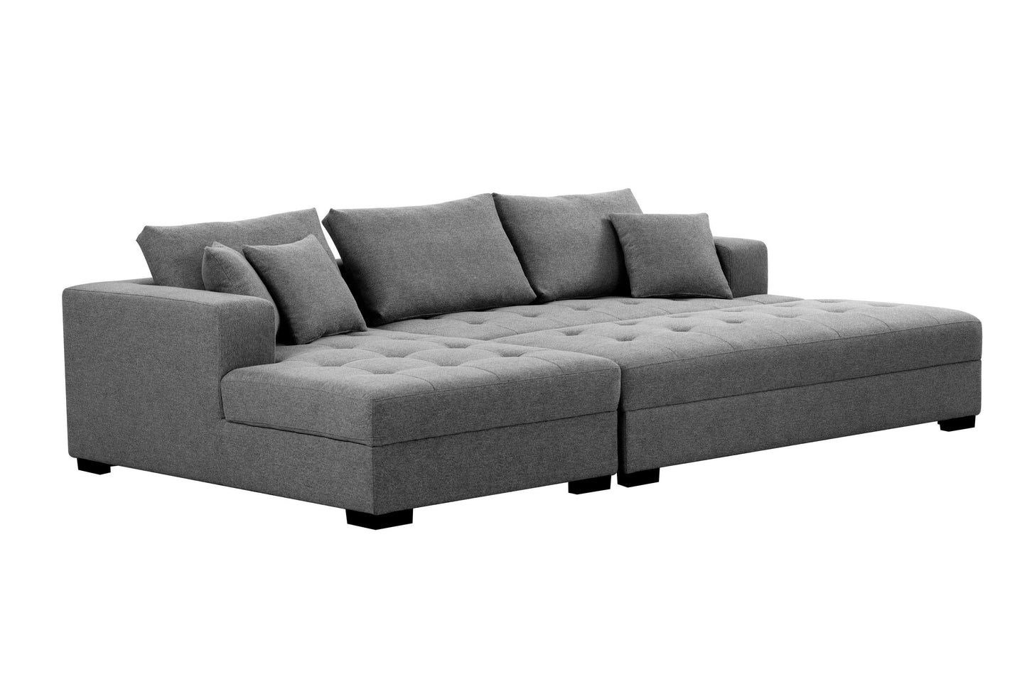 Jansen 111'' L-Shape Sectional & Ottoman Set - Dark Gray