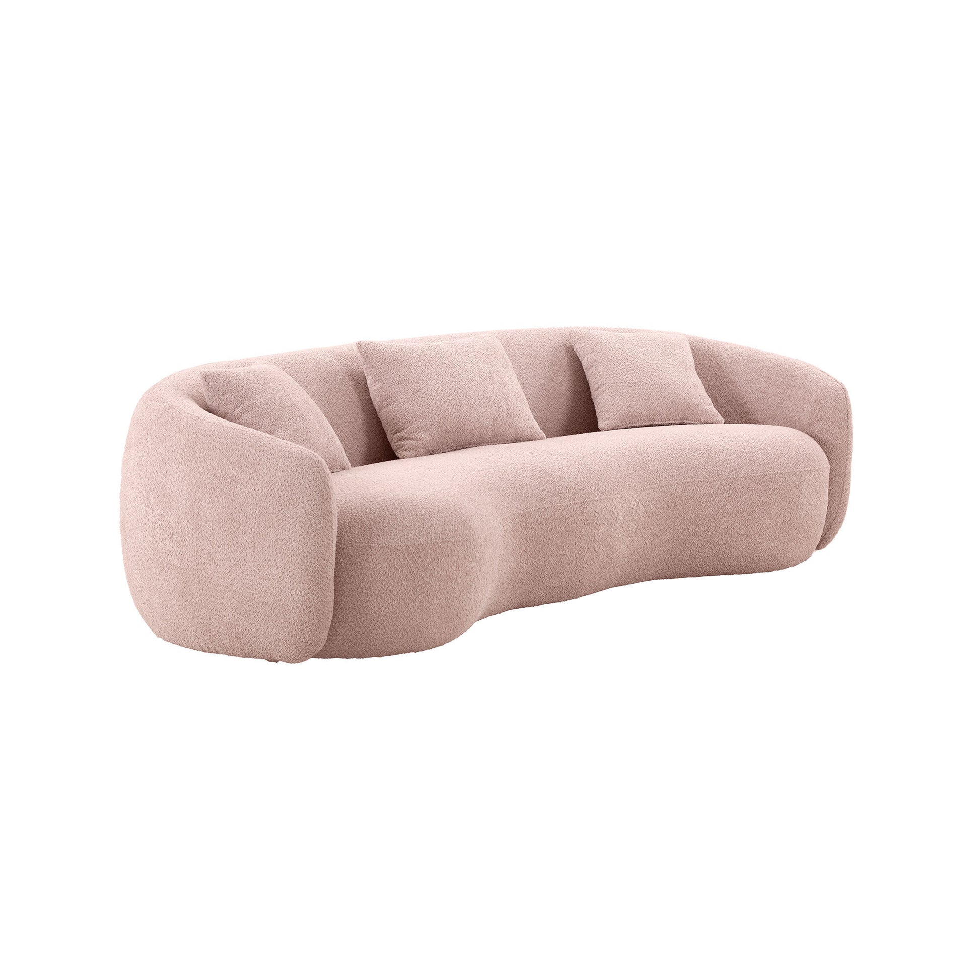 Stark 93" Boucle Upholstered Mid-Century Modern Sofa, Pink