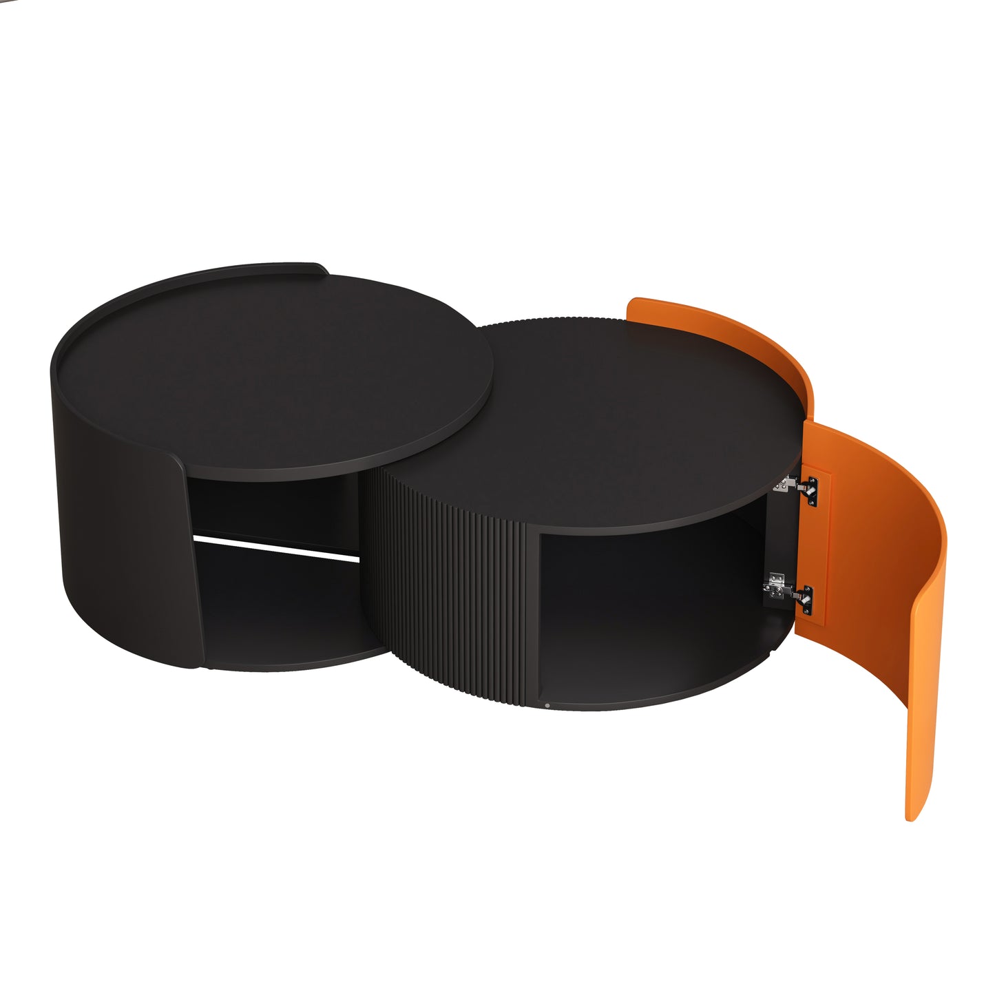 Noralie Modern Nesting Tables with Extendable Top, Black & Orange