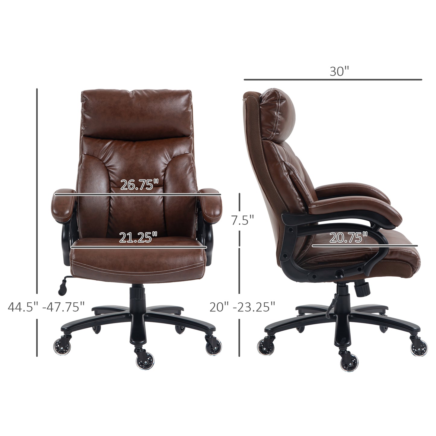 Felicity Heavy Duty PU Leather Office Chair Hold up to 400lb, Brown