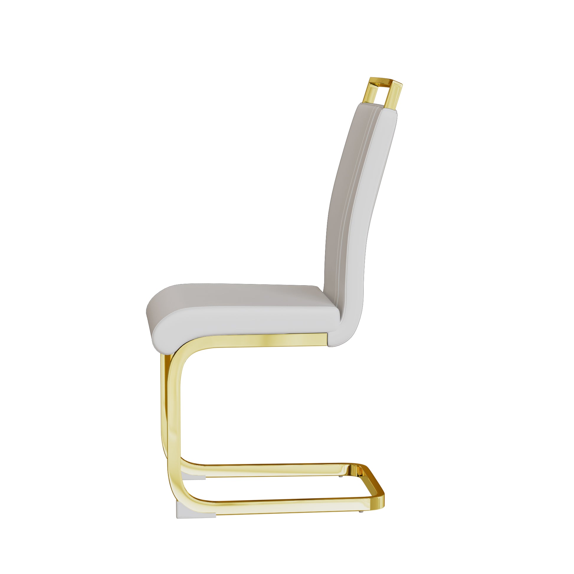 Astrid Modern PU Leather Side Chairs with Gold Legs Set of 2 , White