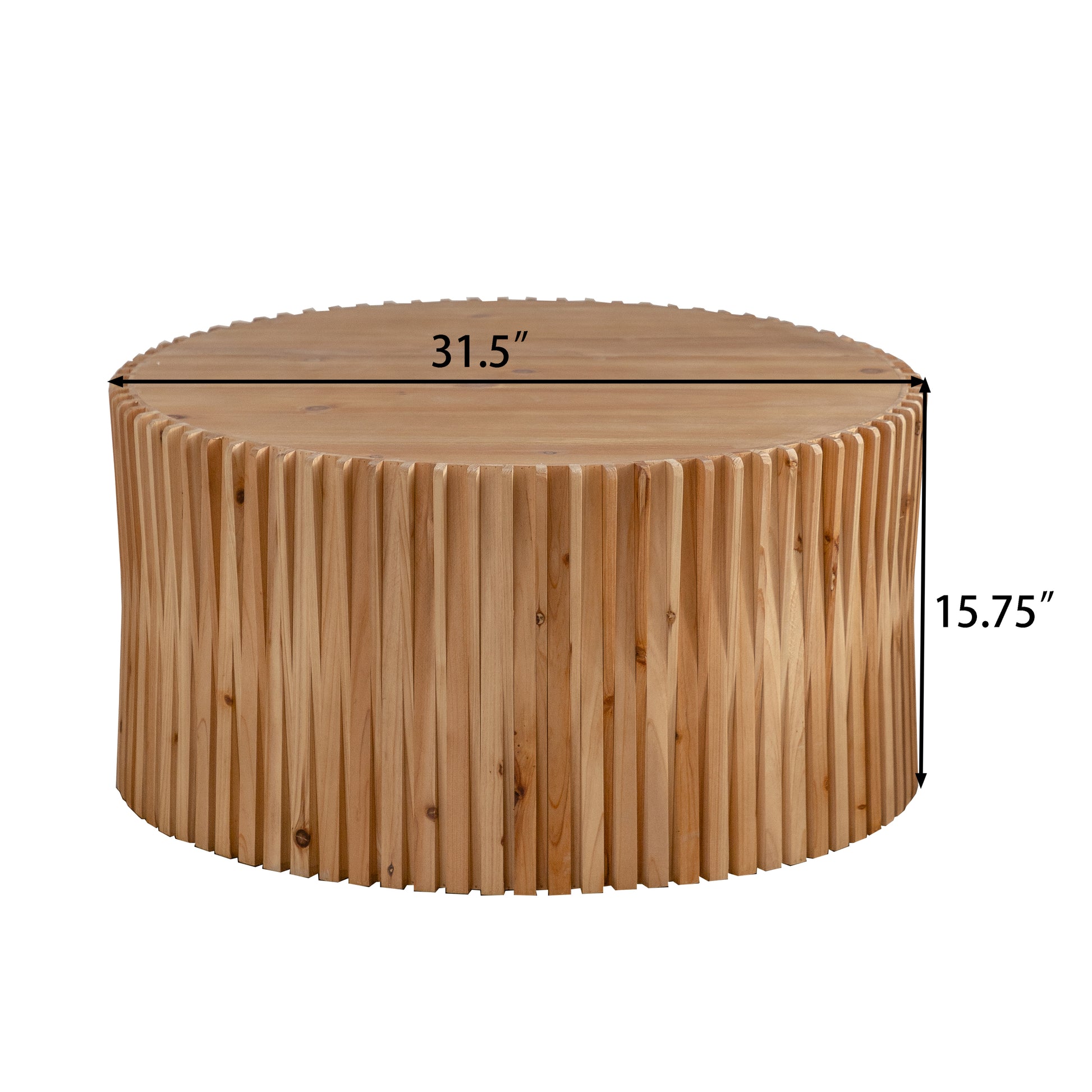 Ripley Round Vertical Relief Coffee Table, Natural